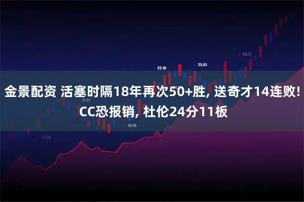 金景配资 活塞时隔18年再次50+胜, 送奇才14连败! CC恐报销, 杜伦24分11板
