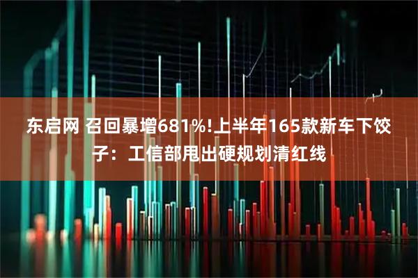 东启网 召回暴增681%!上半年165款新车下饺子：工信部甩出硬规划清红线